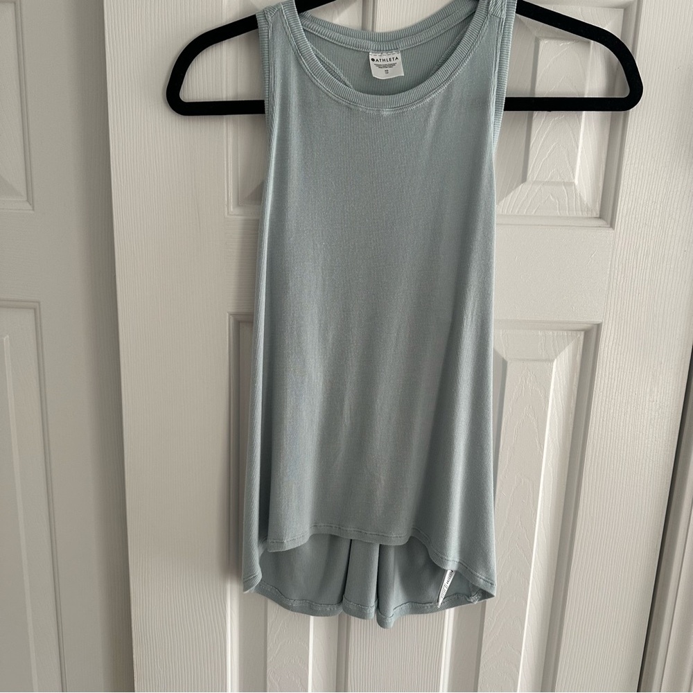Soft ribbed blue gray tank